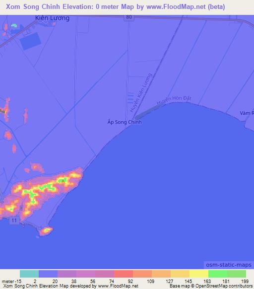 Xom Song Chinh,Vietnam Elevation Map