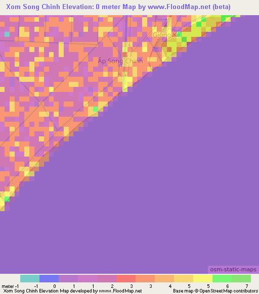 Xom Song Chinh,Vietnam Elevation Map