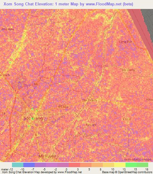 Xom Song Chat,Vietnam Elevation Map