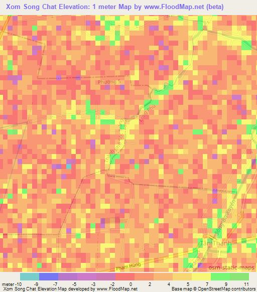 Xom Song Chat,Vietnam Elevation Map