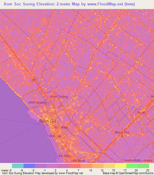 Xom Soc Suong,Vietnam Elevation Map