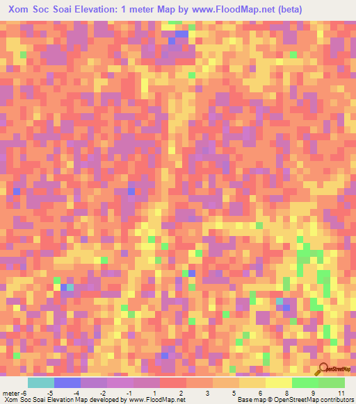 Xom Soc Soai,Vietnam Elevation Map