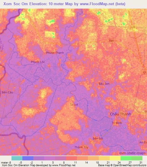 Xom Soc Om,Vietnam Elevation Map