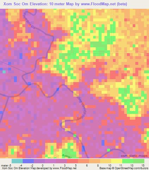 Xom Soc Om,Vietnam Elevation Map