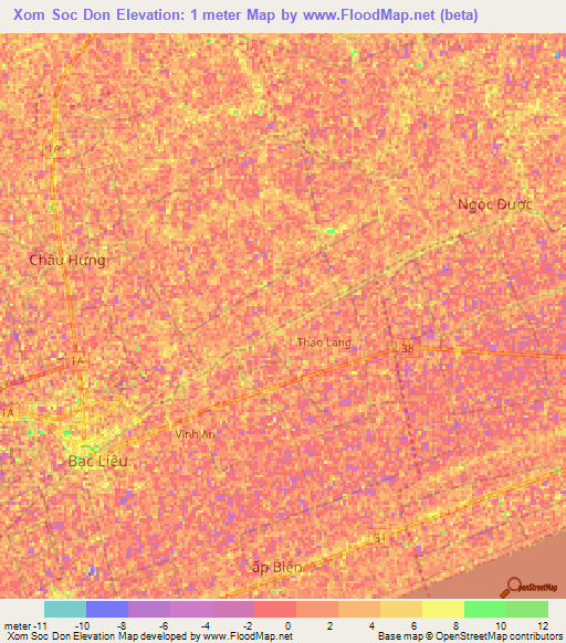 Xom Soc Don,Vietnam Elevation Map