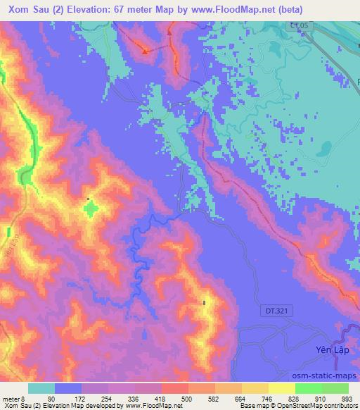 Xom Sau (2),Vietnam Elevation Map