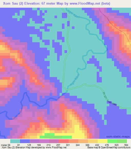 Xom Sau (2),Vietnam Elevation Map