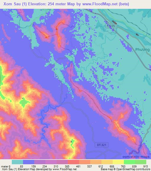 Xom Sau (1),Vietnam Elevation Map