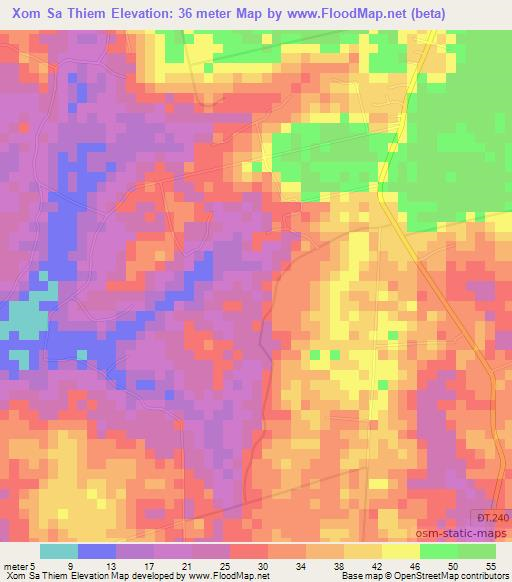 Xom Sa Thiem,Vietnam Elevation Map