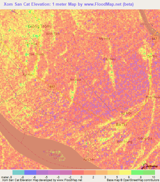 Xom San Cat,Vietnam Elevation Map