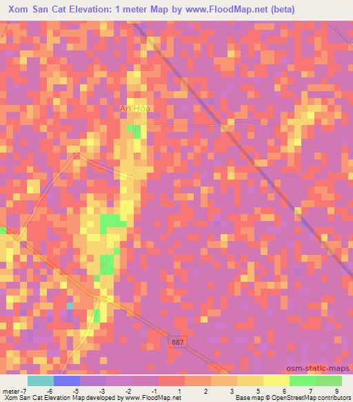 Xom San Cat,Vietnam Elevation Map