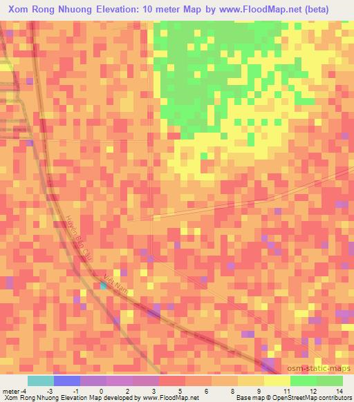 Xom Rong Nhuong,Vietnam Elevation Map