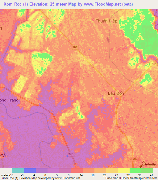 Xom Roc (1),Vietnam Elevation Map