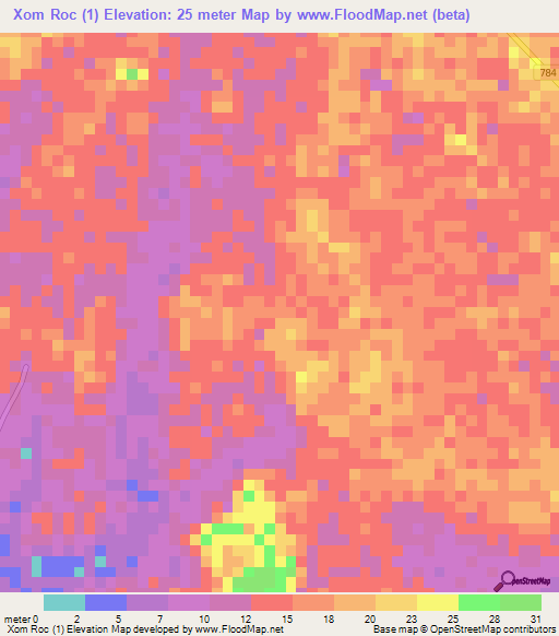 Xom Roc (1),Vietnam Elevation Map