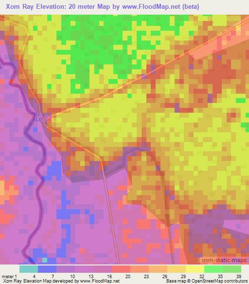 Xom Ray,Vietnam Elevation Map