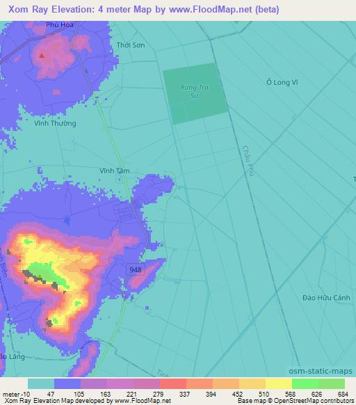 Xom Ray,Vietnam Elevation Map