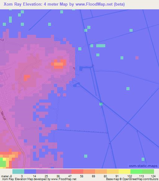 Xom Ray,Vietnam Elevation Map