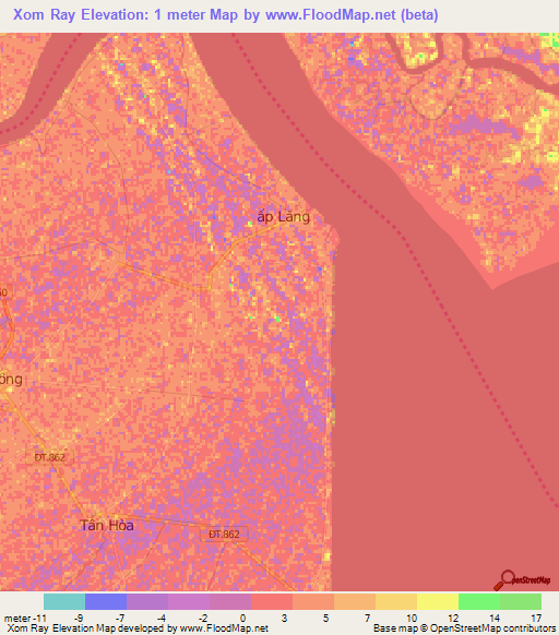 Xom Ray,Vietnam Elevation Map