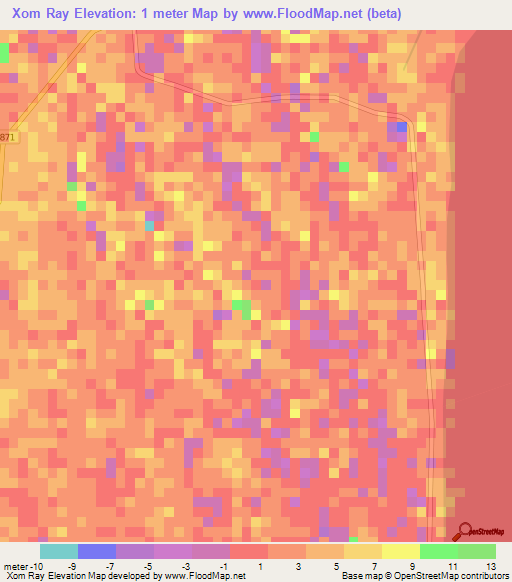 Xom Ray,Vietnam Elevation Map