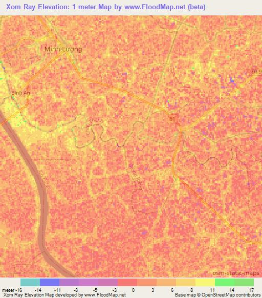 Xom Ray,Vietnam Elevation Map