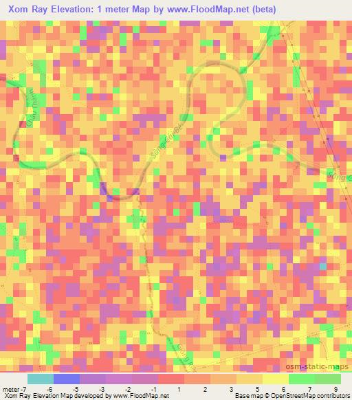 Xom Ray,Vietnam Elevation Map