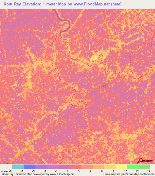 Xom Ray,Vietnam Elevation Map