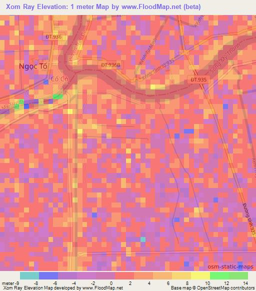 Xom Ray,Vietnam Elevation Map
