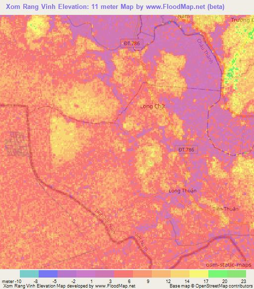 Xom Rang Vinh,Vietnam Elevation Map