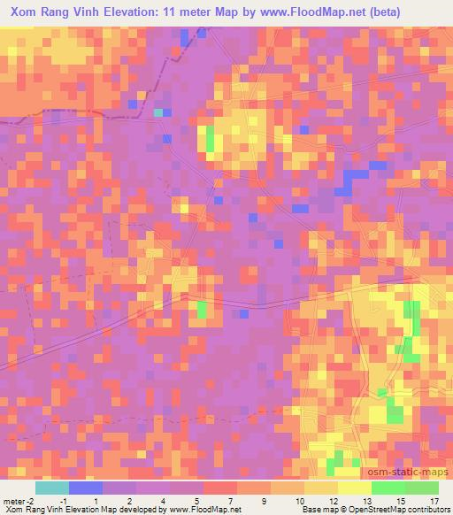 Xom Rang Vinh,Vietnam Elevation Map