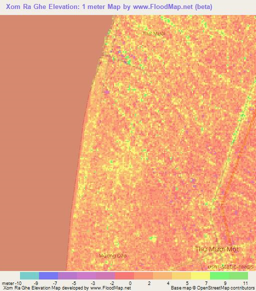 Xom Ra Ghe,Vietnam Elevation Map