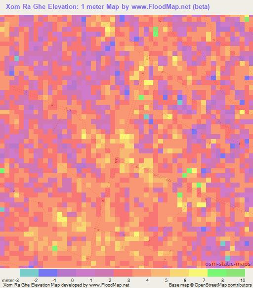 Xom Ra Ghe,Vietnam Elevation Map
