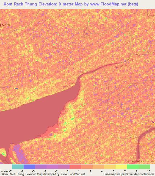 Xom Rach Thung,Vietnam Elevation Map