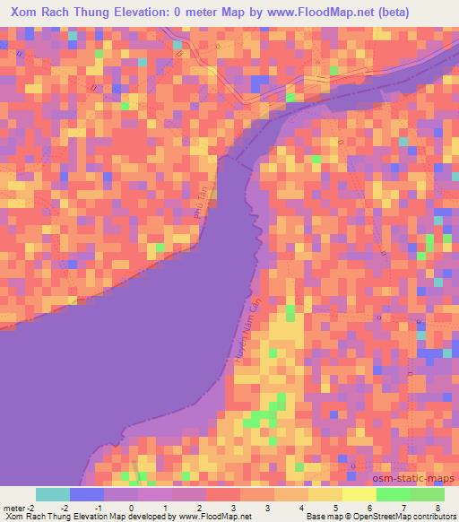 Xom Rach Thung,Vietnam Elevation Map