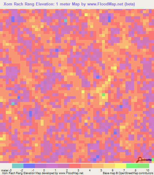 Xom Rach Rang,Vietnam Elevation Map