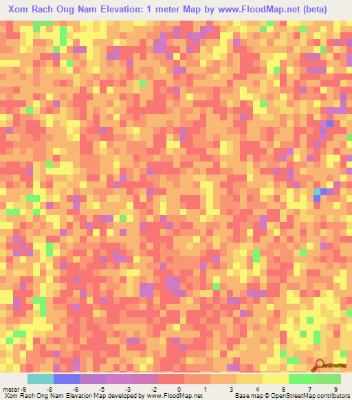 Xom Rach Ong Nam,Vietnam Elevation Map