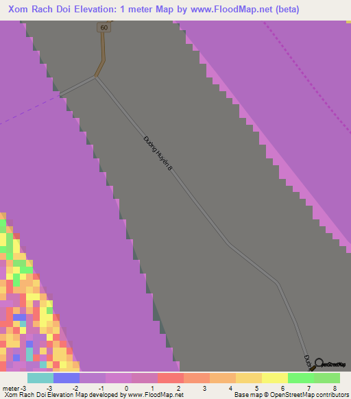 Xom Rach Doi,Vietnam Elevation Map