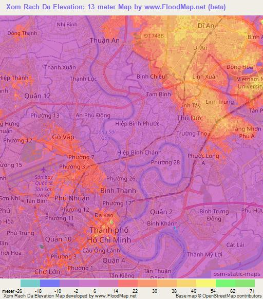 Elevation of Xom Rach Da,Vietnam Elevation Map, Topography, Contour