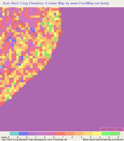 Xom Rach Cung,Vietnam Elevation Map