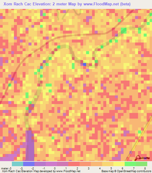 Xom Rach Cac,Vietnam Elevation Map