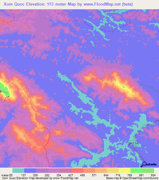 Xom Quoc,Vietnam Elevation Map