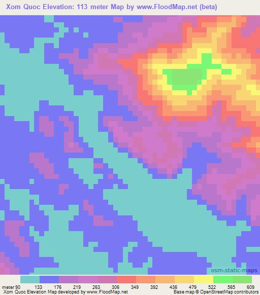 Xom Quoc,Vietnam Elevation Map