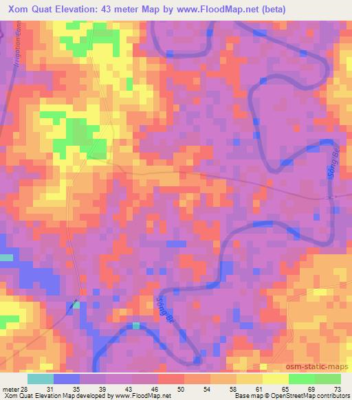 Xom Quat,Vietnam Elevation Map