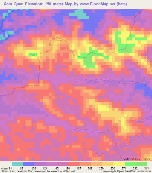 Xom Quan,Vietnam Elevation Map