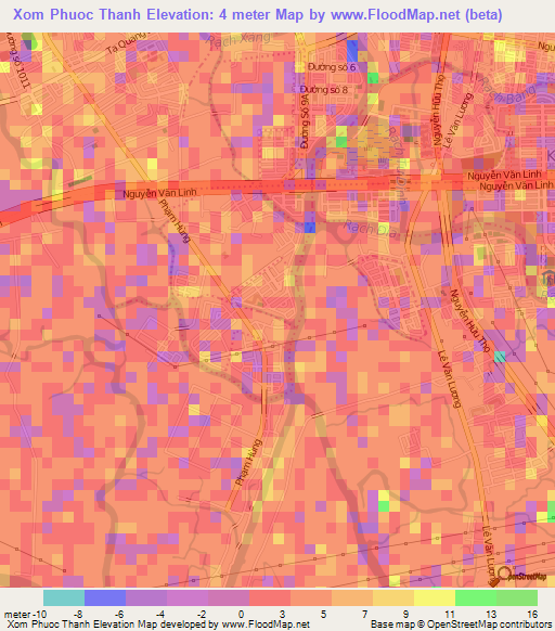 Xom Phuoc Thanh,Vietnam Elevation Map