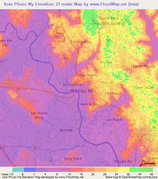 Xom Phuoc My,Vietnam Elevation Map