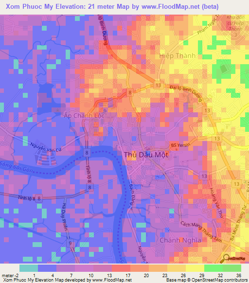 Xom Phuoc My,Vietnam Elevation Map