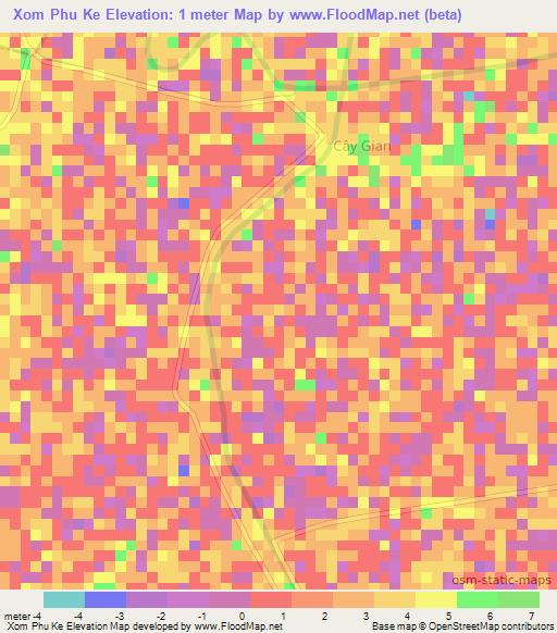 Xom Phu Ke,Vietnam Elevation Map