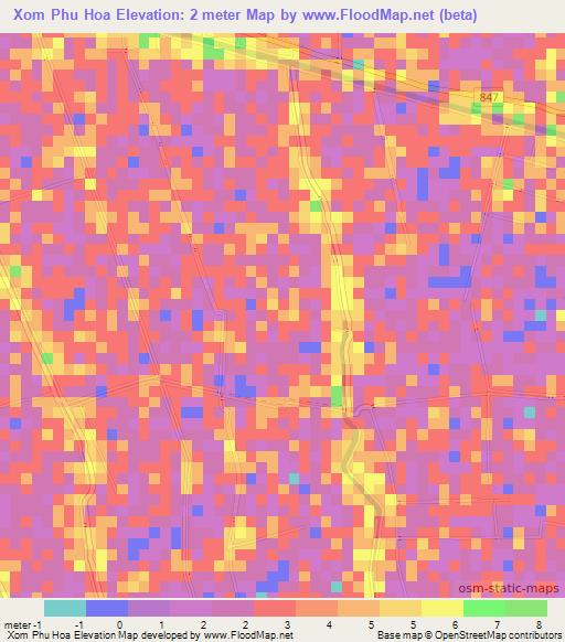 Xom Phu Hoa,Vietnam Elevation Map