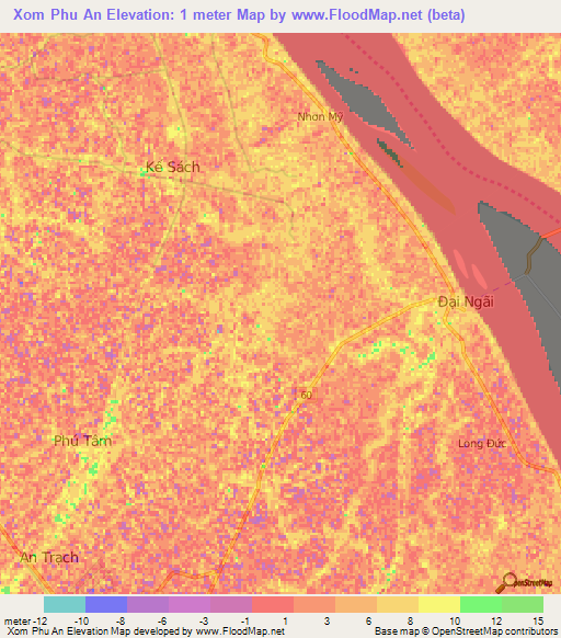 Xom Phu An,Vietnam Elevation Map