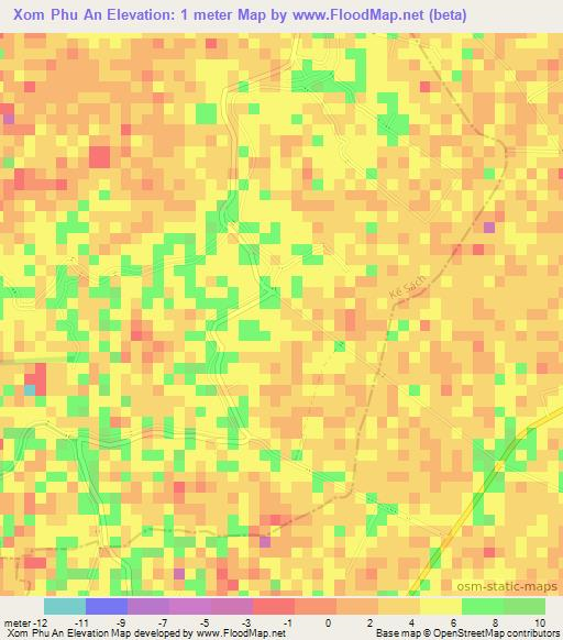 Xom Phu An,Vietnam Elevation Map